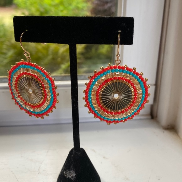 Anthropologie Rush Beaded Hoop Earrings - Picture 2 of 5